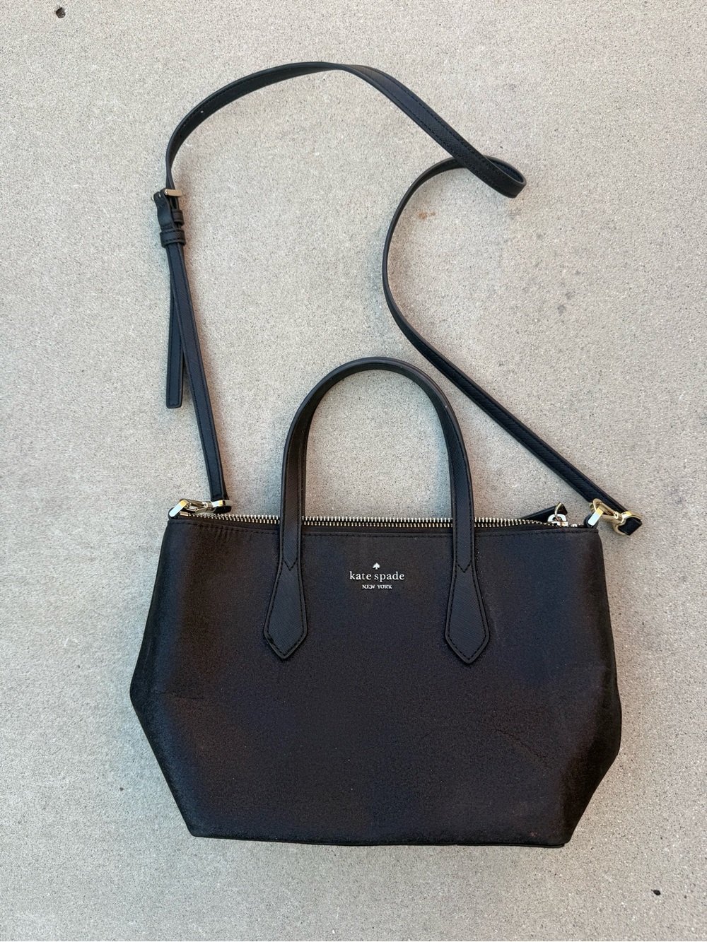 Kate Spade Black Glitter Leather Crossbody Shoulder Bag